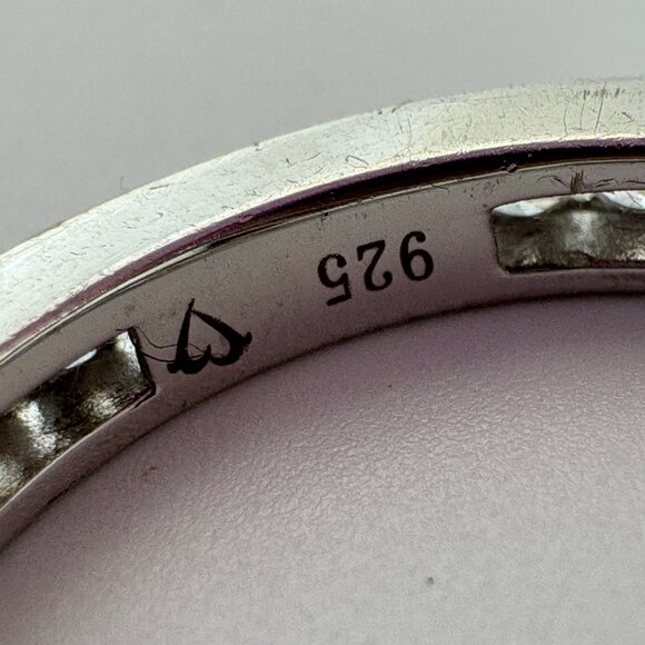 VTG Sterling Silver 925 Cubic Zirconia Channel Set Statement Ring Size 6.5 - Picture 8 of 8